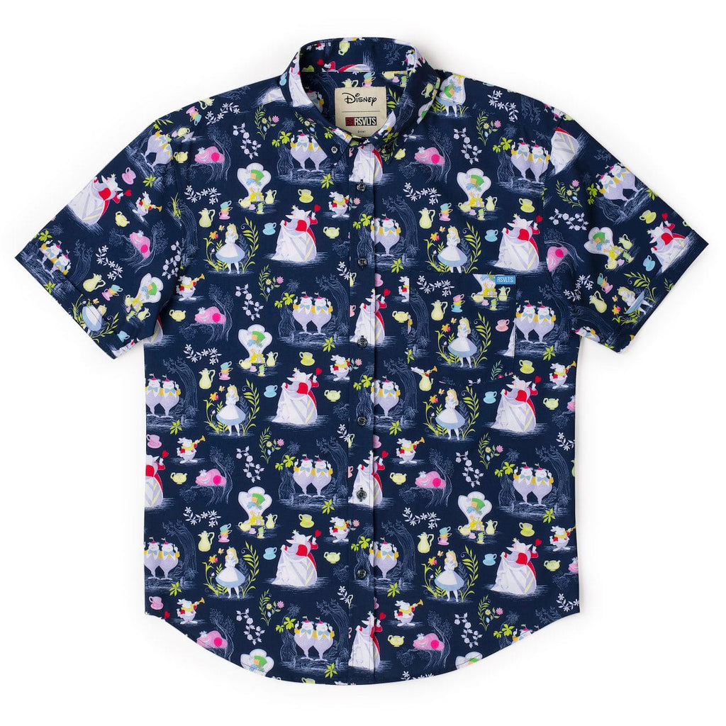 RSVLTS Curiouser and Curiouser KUNUFLEX Short Sleeve Shirt in Black — detail 6