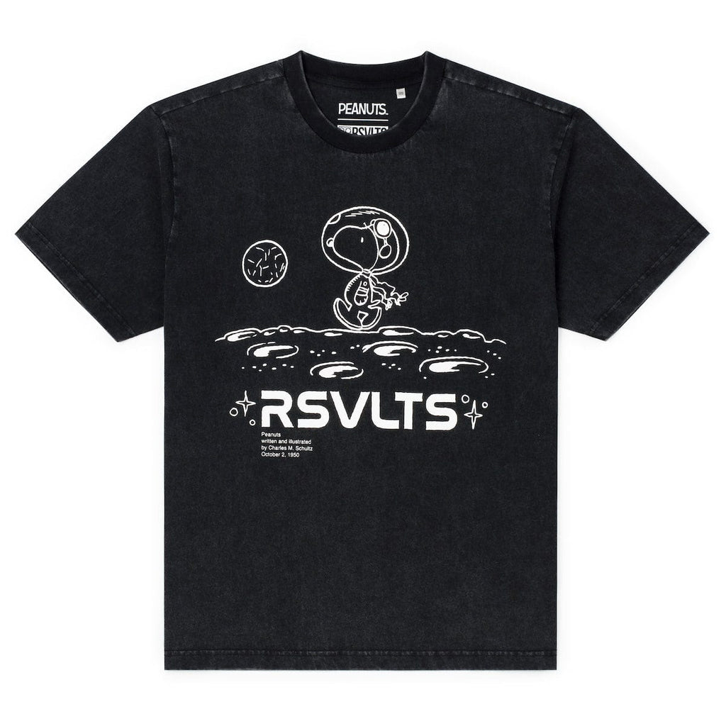 RSVLTS Moonwalk Snoopy Vintage Crewneck Tee in Black — front view