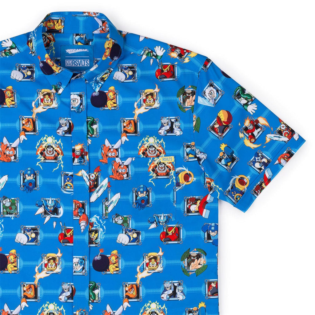 RSVLTS Choose Wily KUNUFLEX Short Sleeve Shirt in Blue — front view
