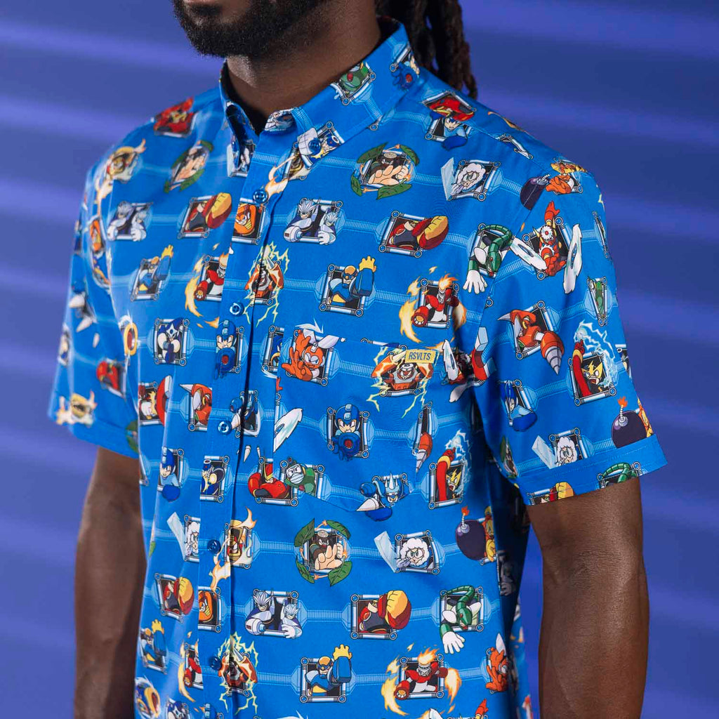 RSVLTS Choose Wily KUNUFLEX Short Sleeve Shirt in Blue — detail 7