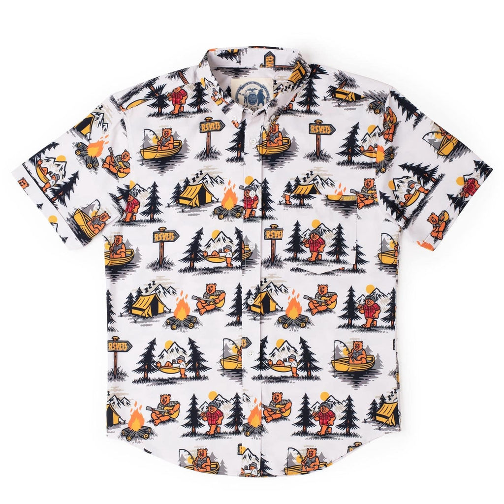 RSVLTS Beary Outdoorsy KUNUFLEX Short Sleeve Shirt in White — detail 2