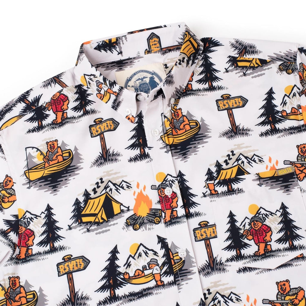 RSVLTS Beary Outdoorsy KUNUFLEX Short Sleeve Shirt in White — detail 9