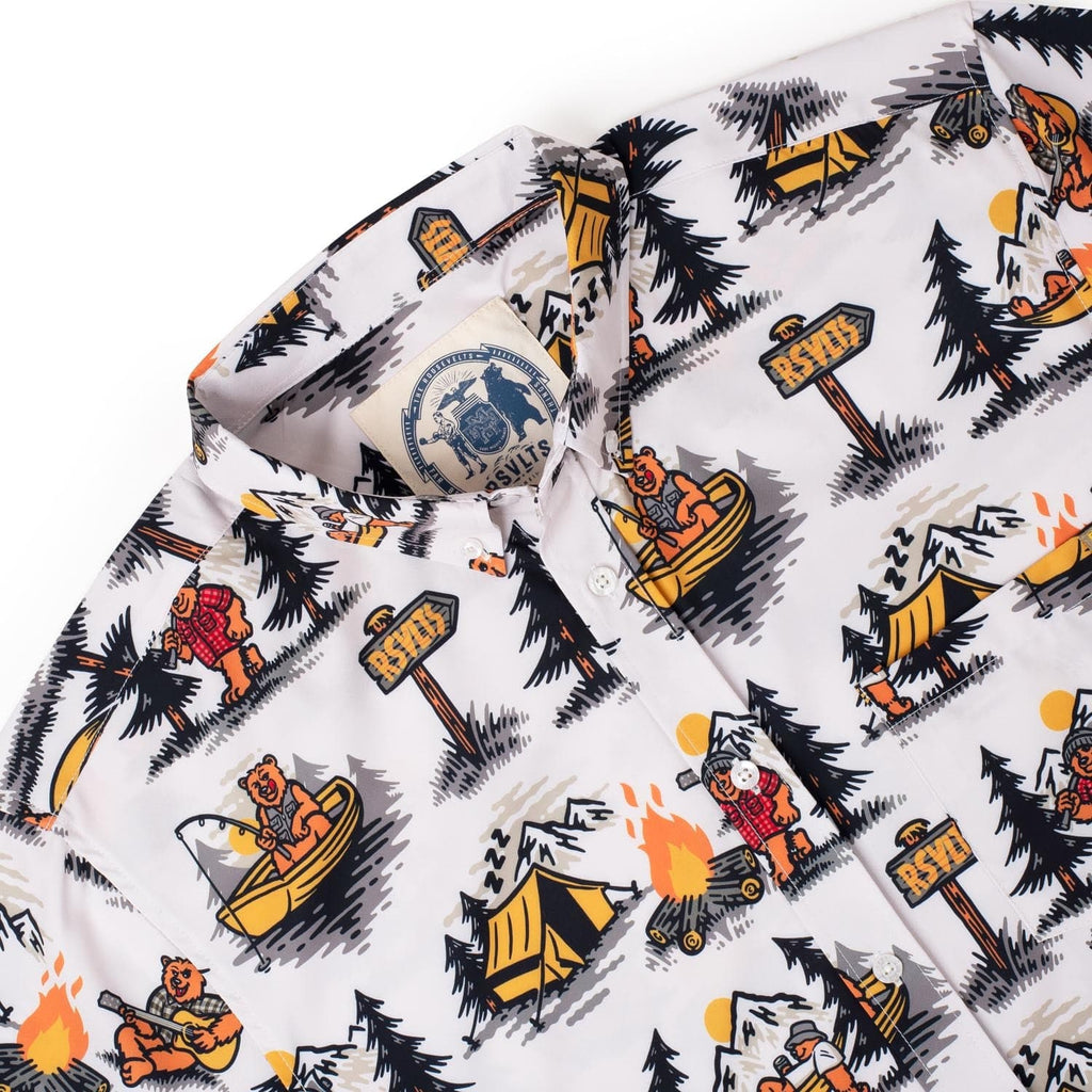 RSVLTS Beary Outdoorsy KUNUFLEX Short Sleeve Shirt in White — detail 4
