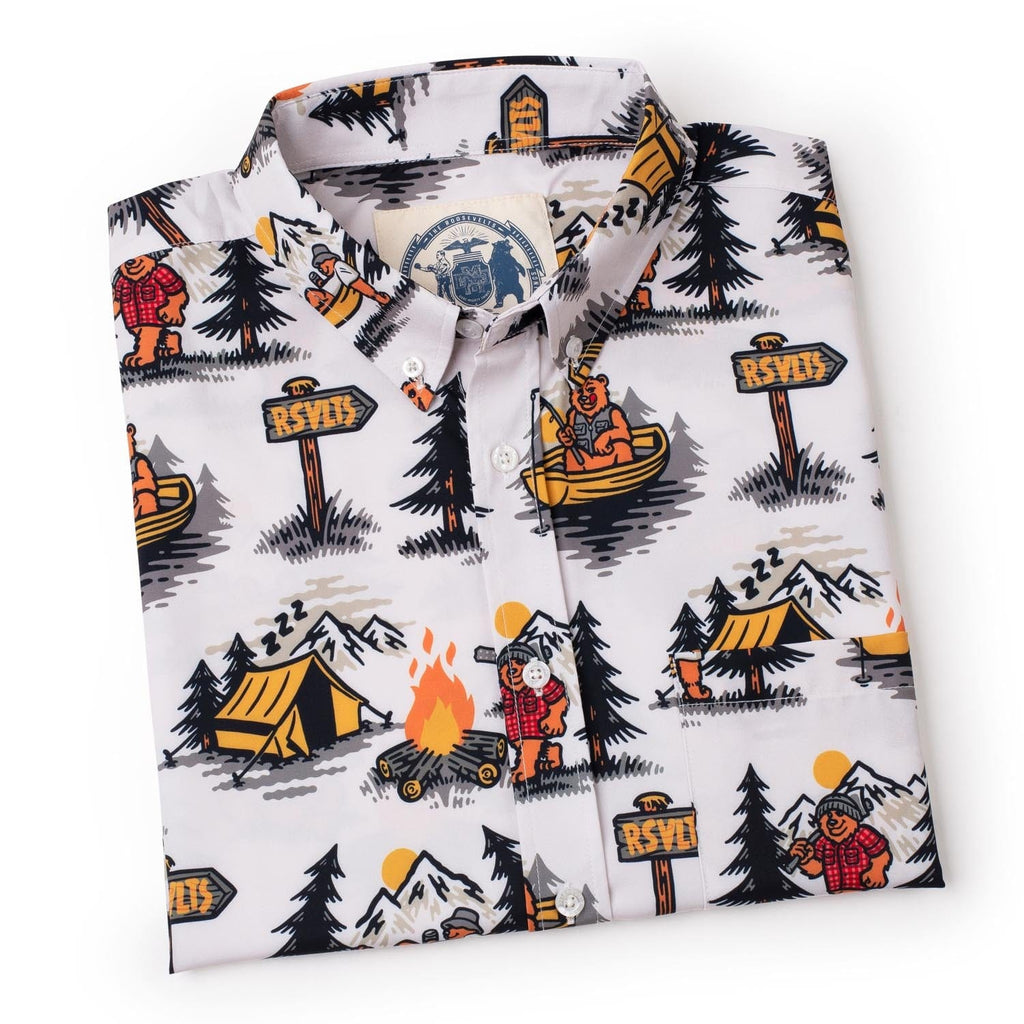 RSVLTS Beary Outdoorsy KUNUFLEX Short Sleeve Shirt in White — detail 10