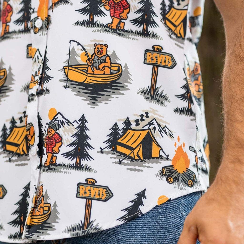 RSVLTS Beary Outdoorsy KUNUFLEX Short Sleeve Shirt in White — detail 8