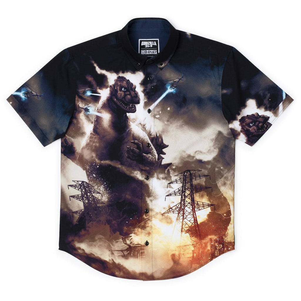 RSVLTS The King Arrives KUNUFLEX Short Sleeve Shirt in Black — front view
