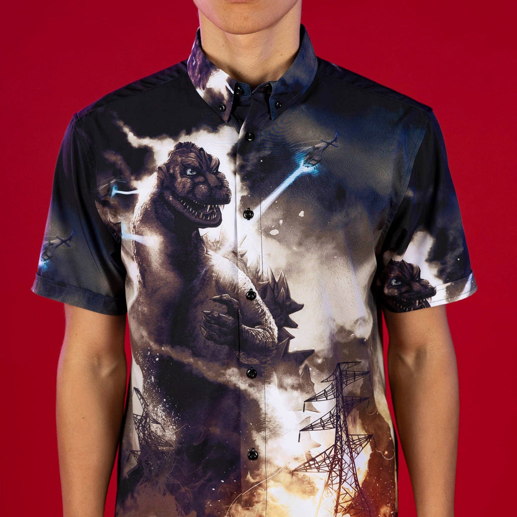 RSVLTS The King Arrives KUNUFLEX Short Sleeve Shirt in Black — detail 6