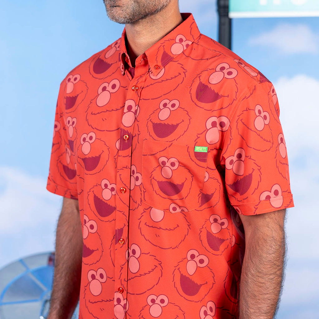 RSVLTS Elmo Everywhere KUNUFLEX Short Sleeve Shirt in Red — detail 6