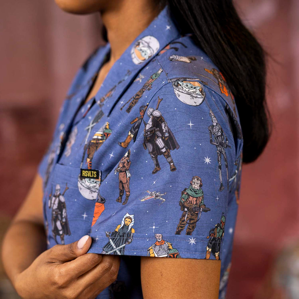 RSVLTS Retro Mando Women's KUNUFLEX Short Sleeve Shirt in Blue — detail 9