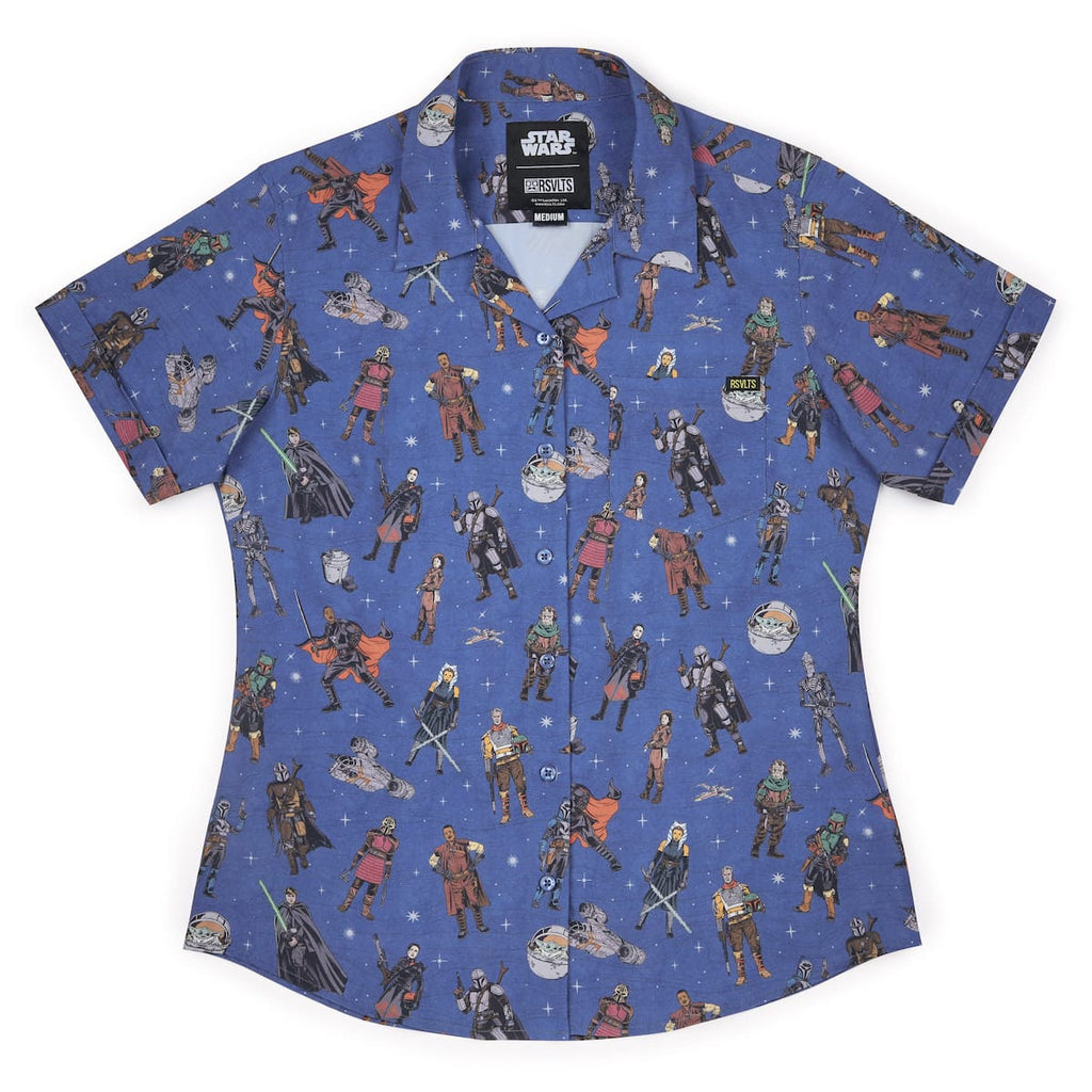 RSVLTS Retro Mando Women's KUNUFLEX Short Sleeve Shirt in Blue — detail 6