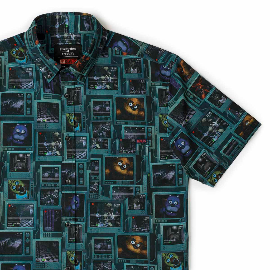 RSVLTS Night Shift Nightmare KUNUFLEX Short Sleeve Shirt in Blue — front view