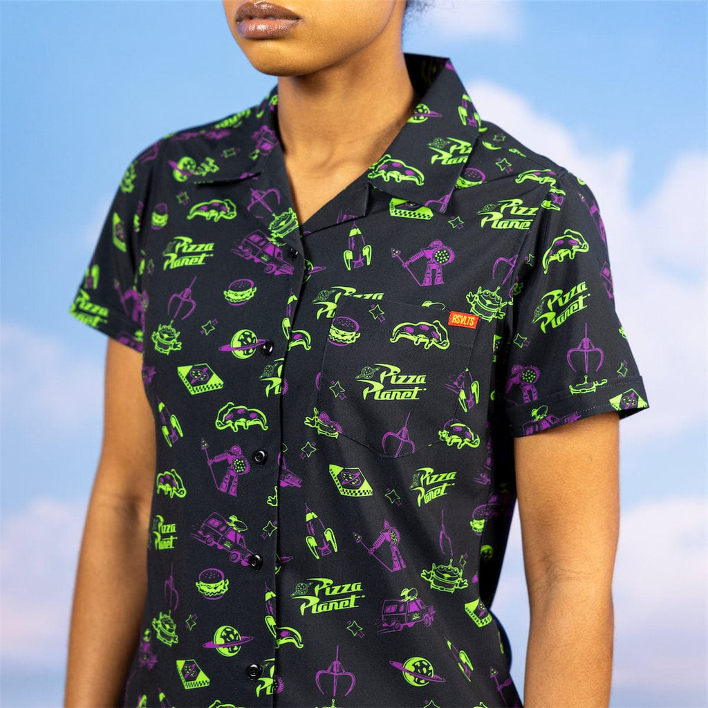 RSVLTS Cleared to Enter Women's KUNUFLEX Short Sleeve Shirt in Black — detail 4