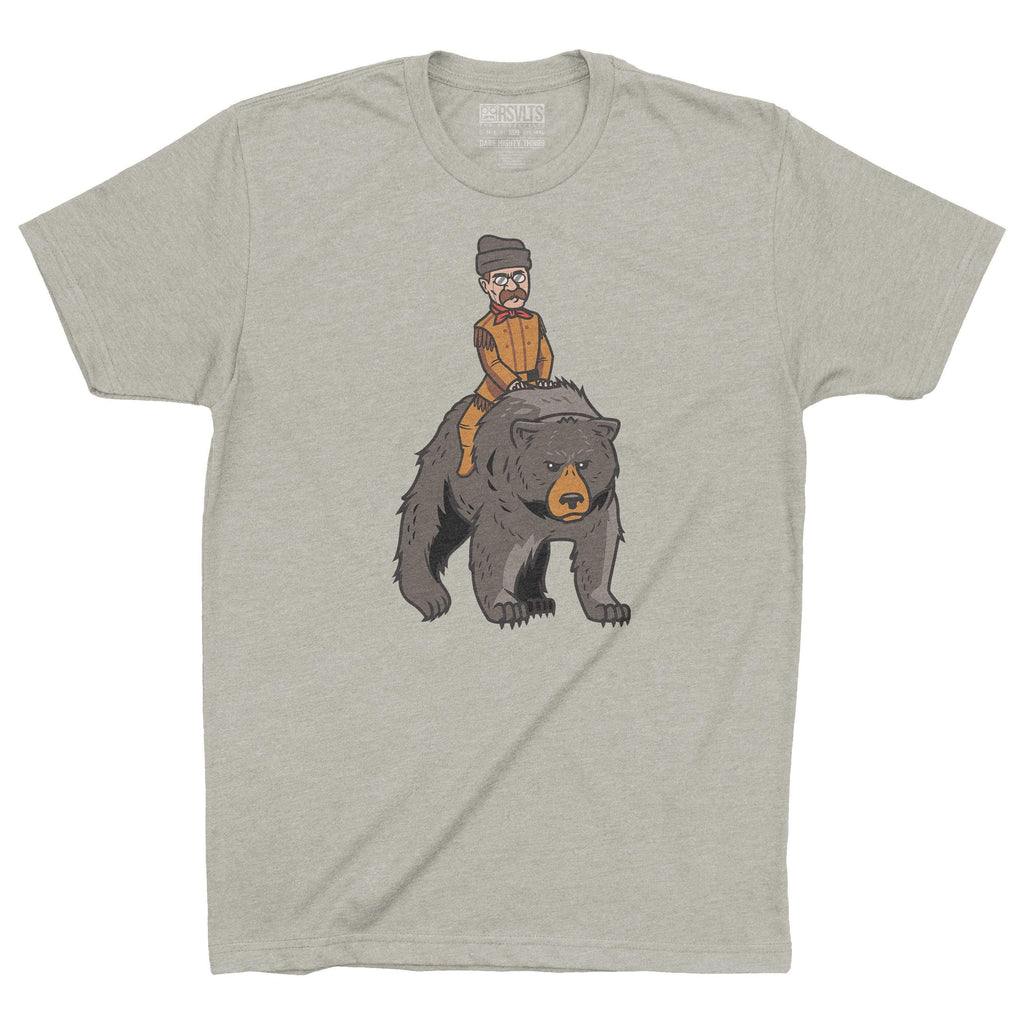 RSVLTS Teddy Riding Bear Crewneck Tee in Gray — front view