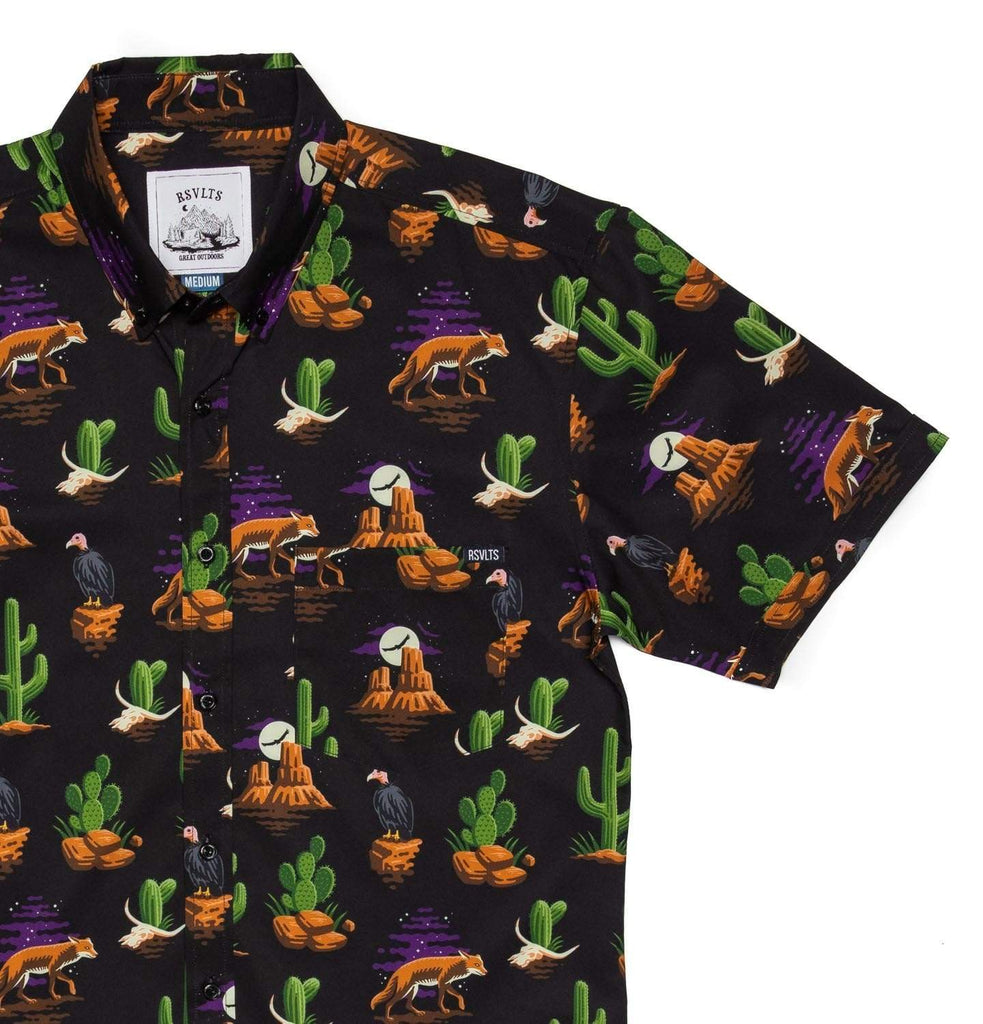 RSVLTS Grand Canyon KUNUFLEX Short Sleeve Shirt in Black — front view