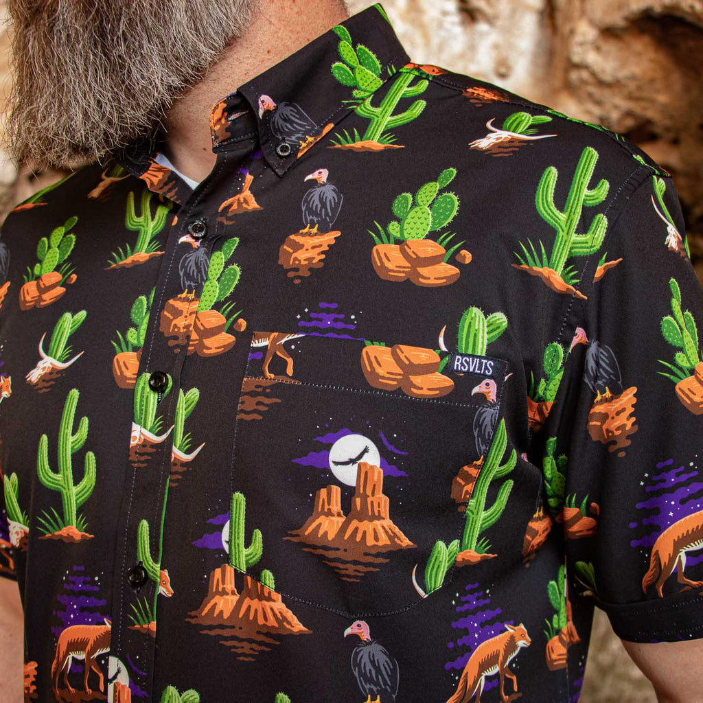 RSVLTS Grand Canyon KUNUFLEX Short Sleeve Shirt in Black — detail 4