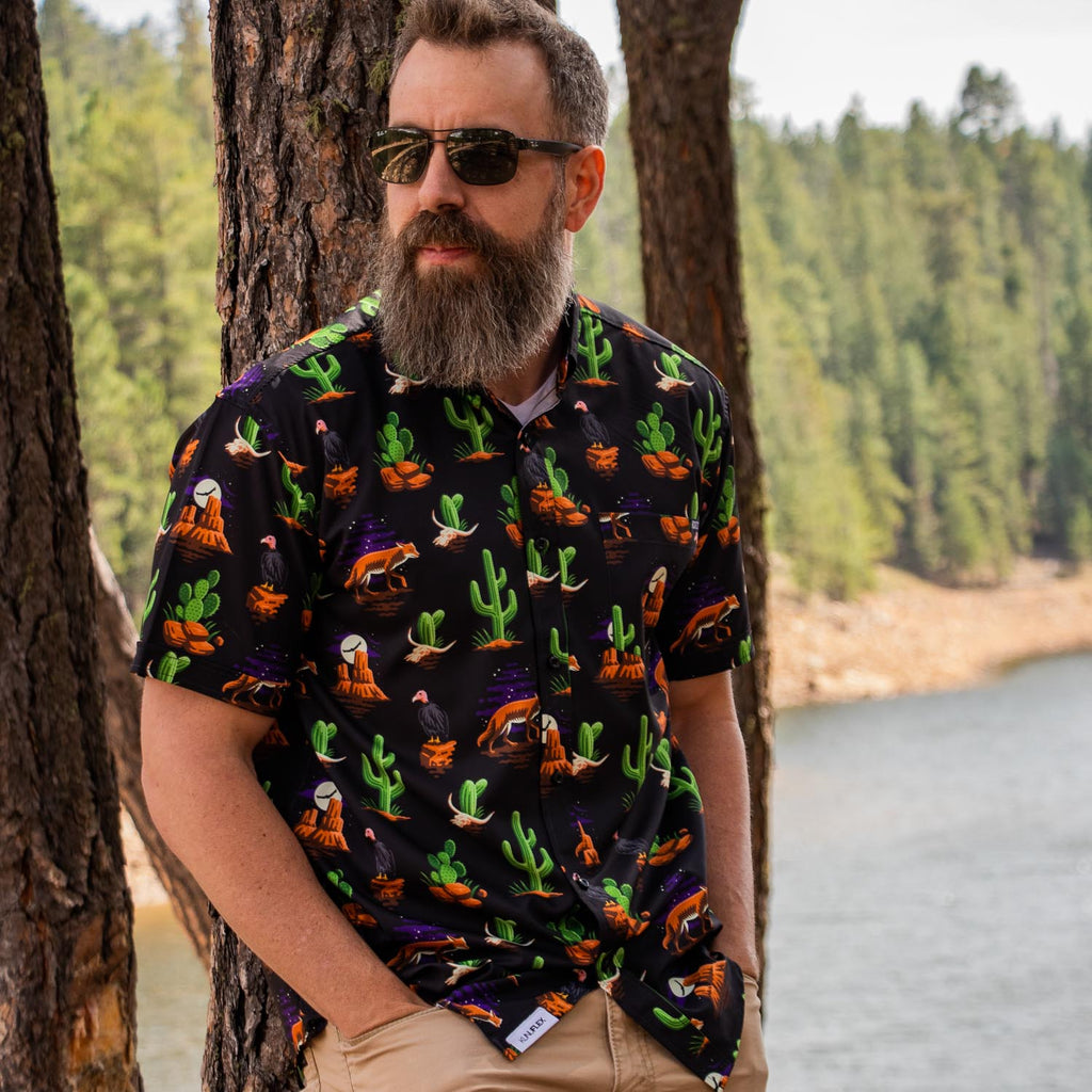 RSVLTS Grand Canyon KUNUFLEX Short Sleeve Shirt in Black — detail 7