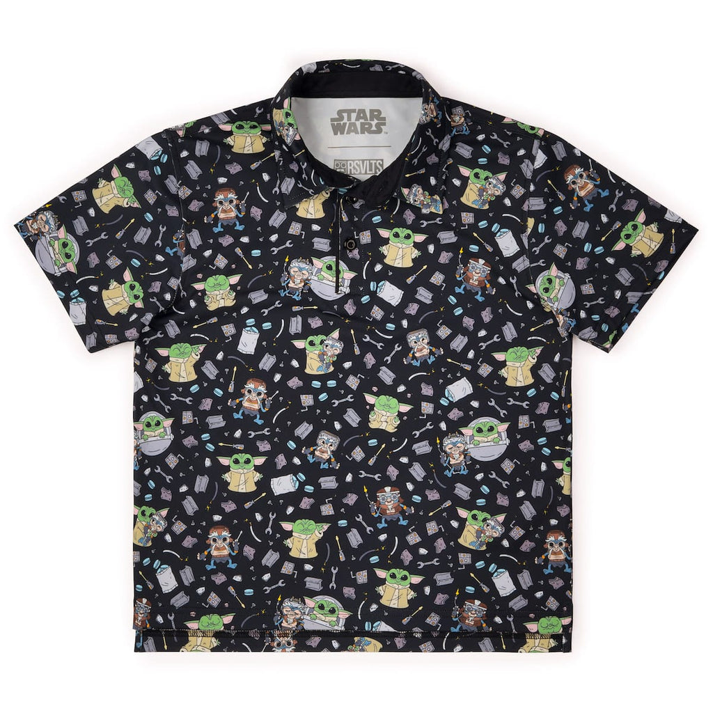 RSVLTS Frik 'n' Grogu Youth All-Day Polo in Black — front view