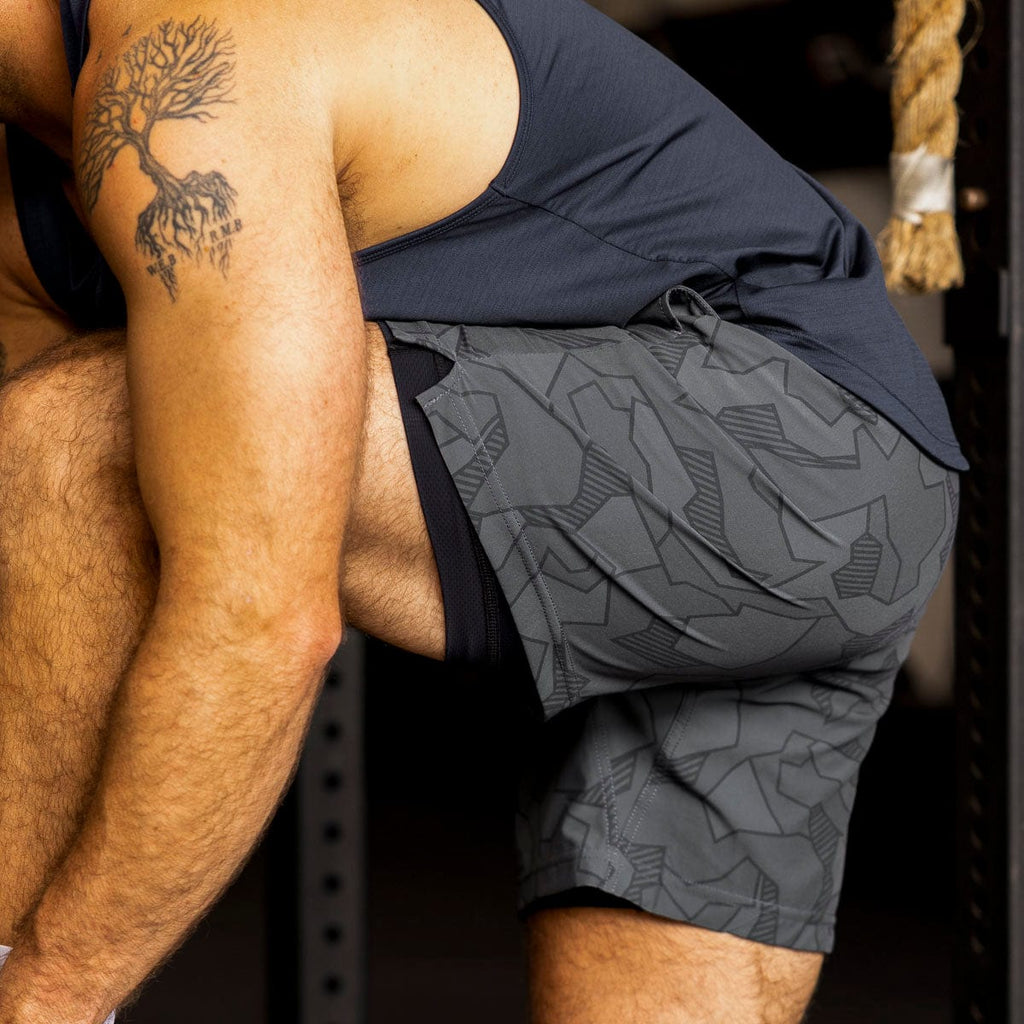 RSVLTS Tectonic V1 Lined Training Shorts in Gray — detail 5