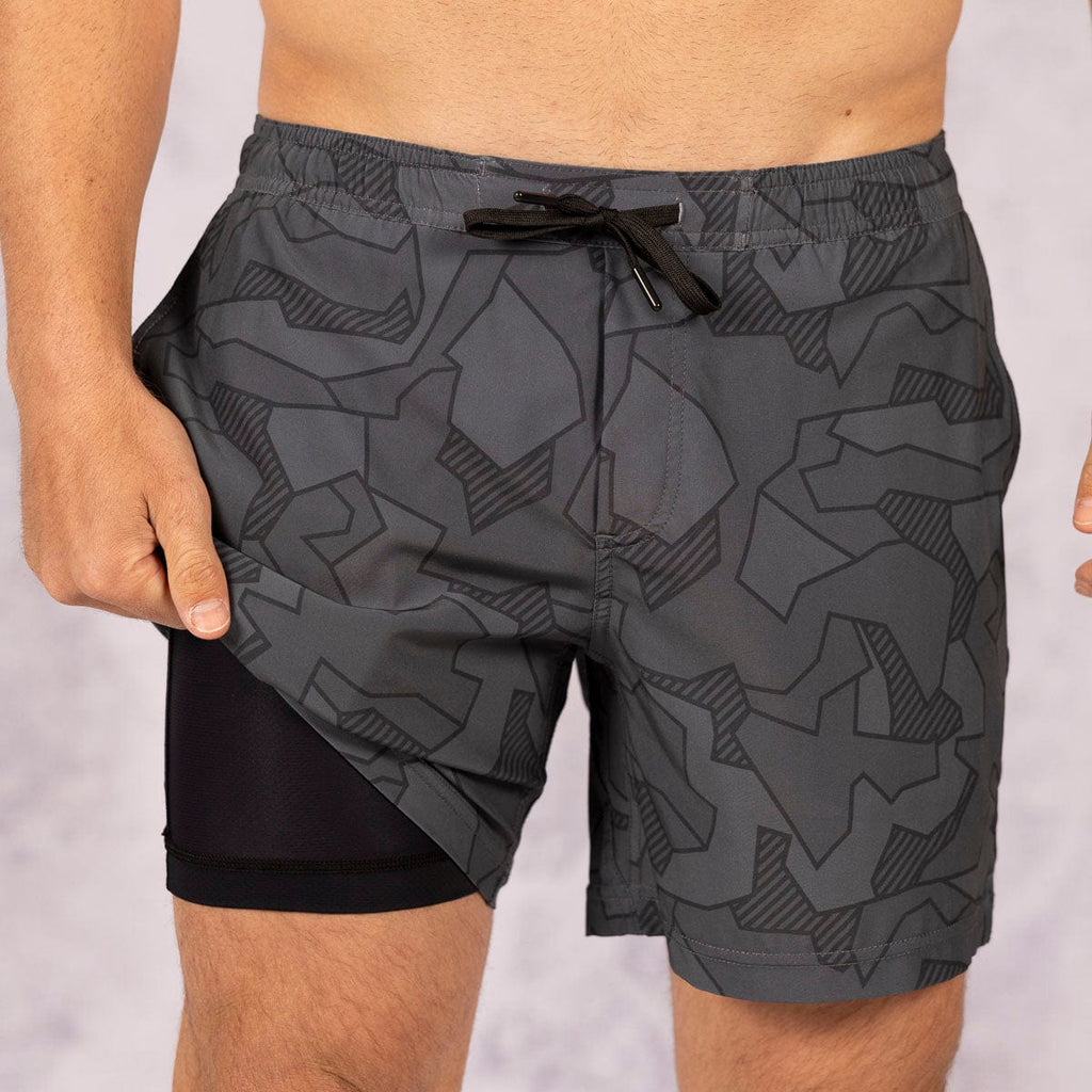 RSVLTS Tectonic V1 Lined Training Shorts in Gray — detail 3