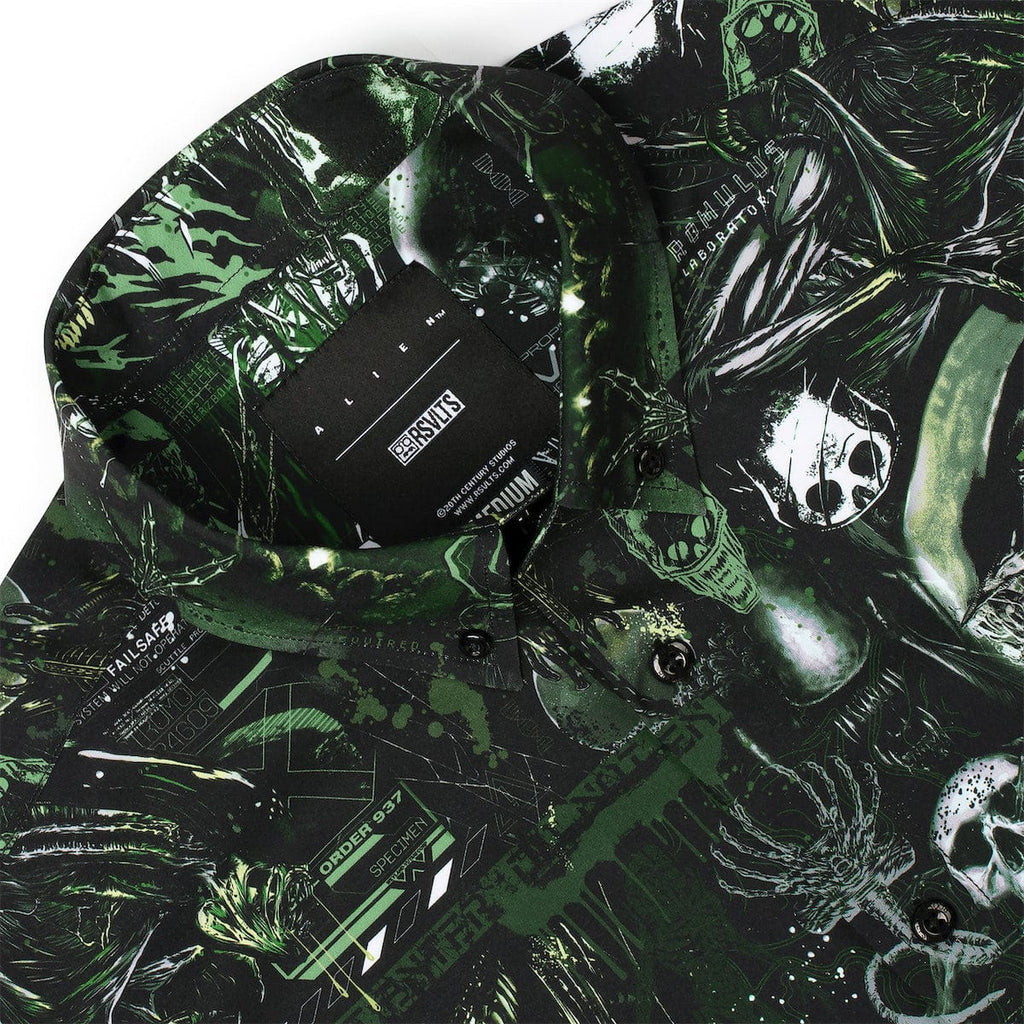 RSVLTS Containment Breach KUNUFLEX Short Sleeve Shirt in Black — detail 9