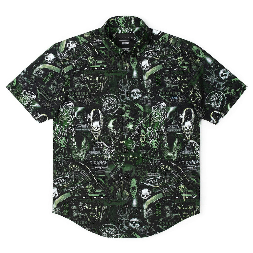 RSVLTS Containment Breach KUNUFLEX Short Sleeve Shirt in Black — detail 8
