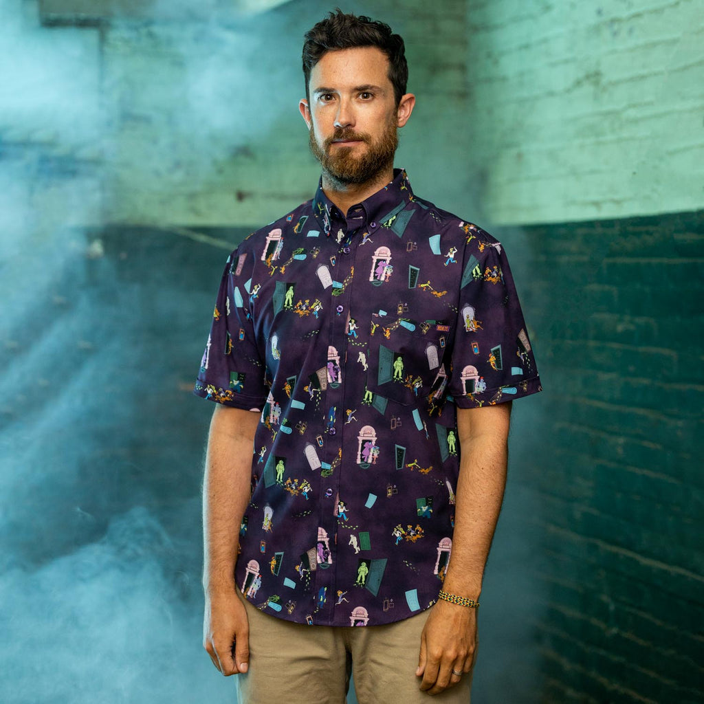 RSVLTS RUH ROH KUNUFLEX Short Sleeve Shirt in Purple — detail 7