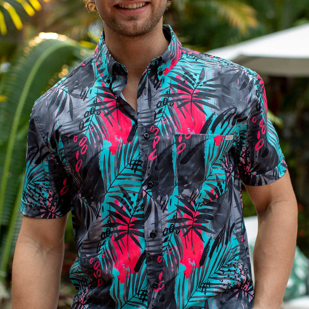 RSVLTS Miami KUNUFLEX Short Sleeve Shirt in Blue — detail 4