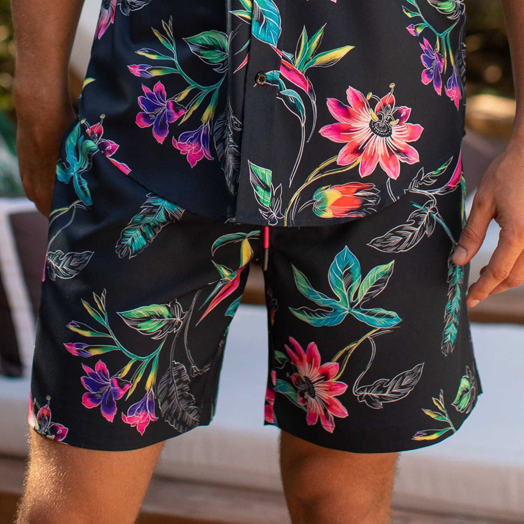 RSVLTS Spring Sketches Hybrid Shorts in Black — detail 2