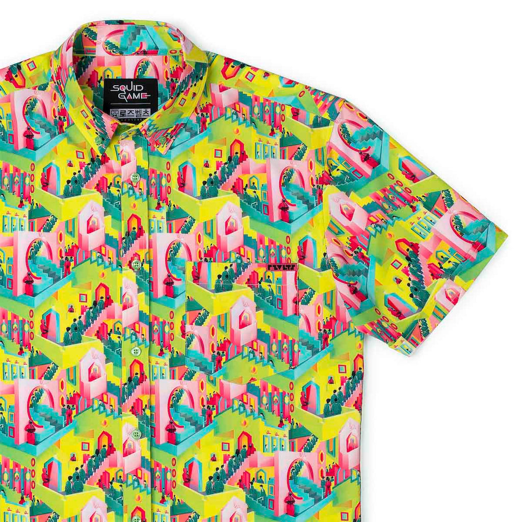RSVLTS Fatal Steps KUNUFLEX Short Sleeve Shirt in Green — front view