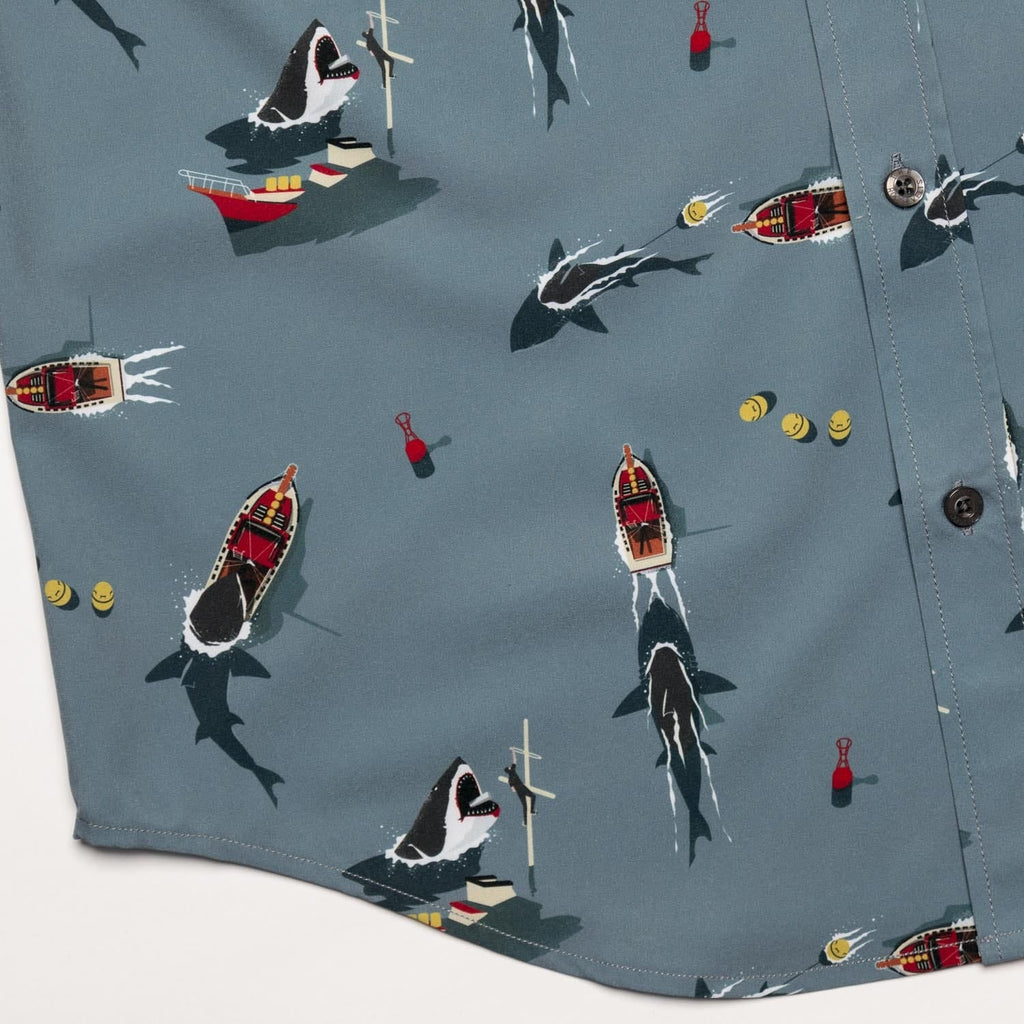 RSVLTS Battle of Amity KUNUFLEX Short Sleeve Shirt in Gray — detail 3