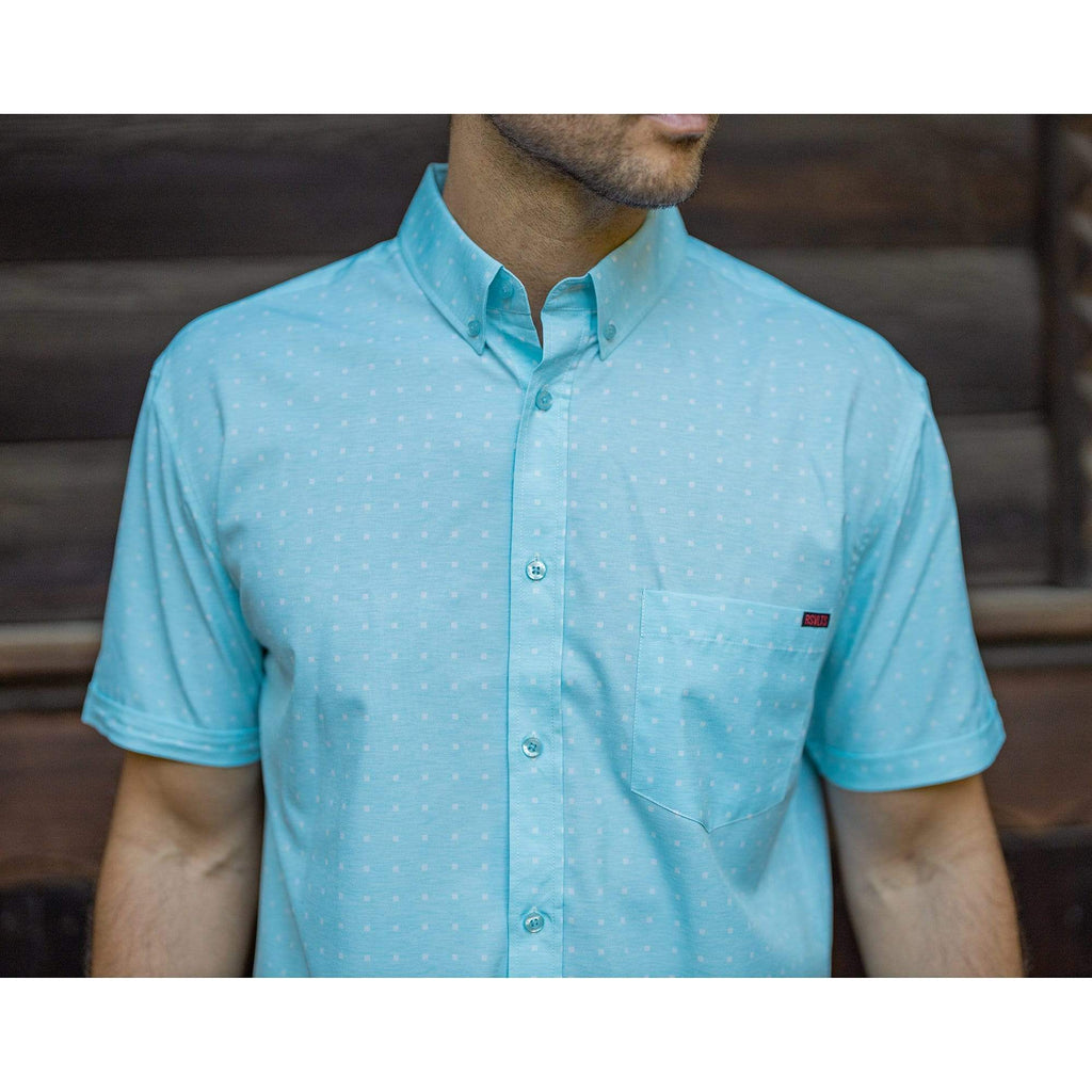 RSVLTS Ocean Block KUNUFLEX Short Sleeve Shirt in Blue — detail 7