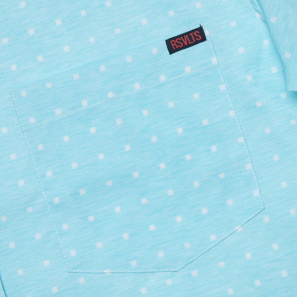 RSVLTS Ocean Block KUNUFLEX Short Sleeve Shirt in Blue — detail 4