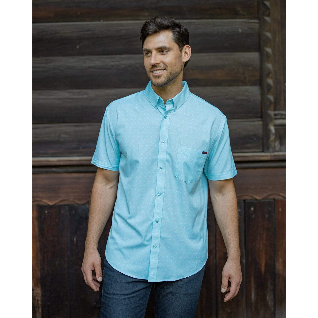 RSVLTS Ocean Block KUNUFLEX Short Sleeve Shirt in Blue — detail 6