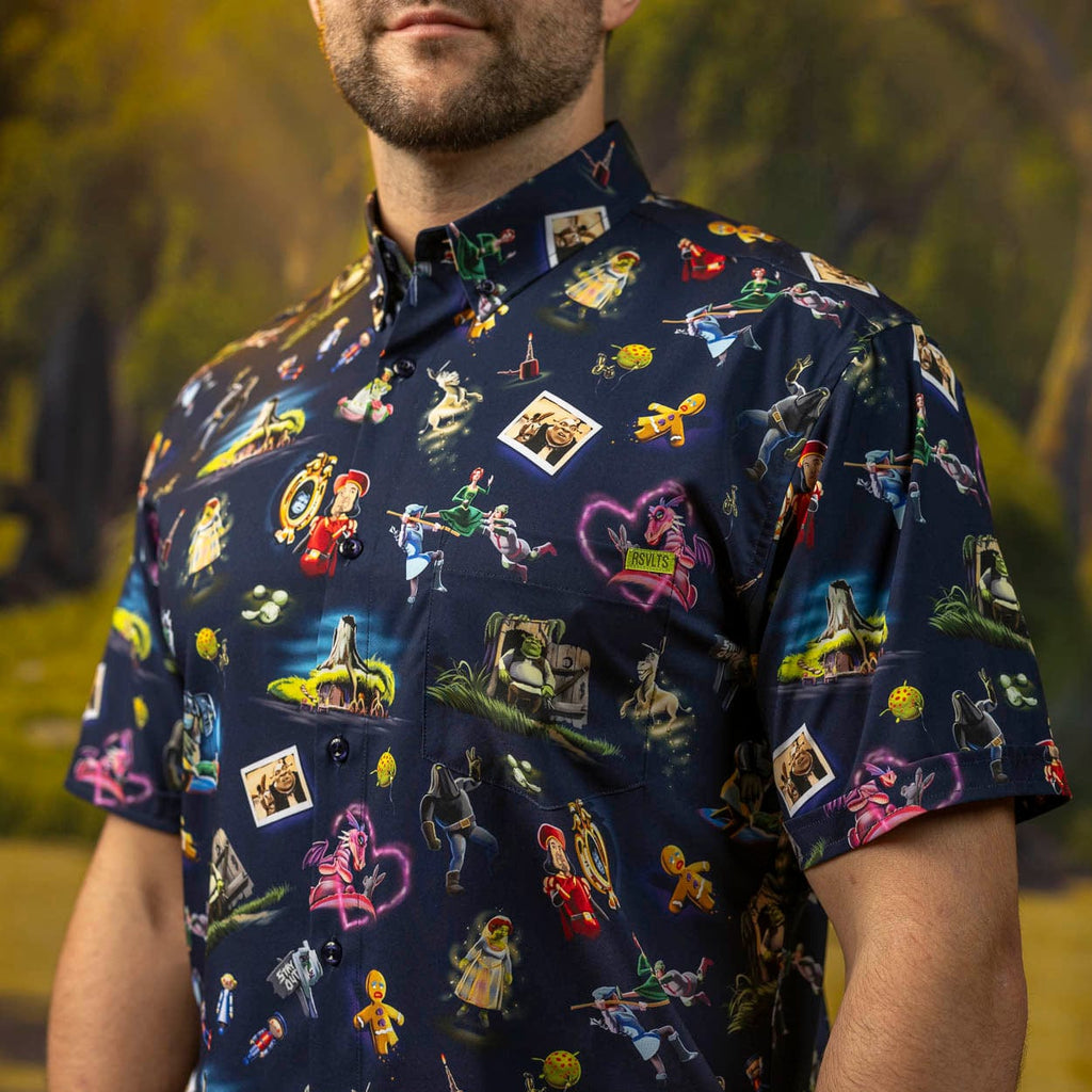 RSVLTS Happily Ogre After KUNUFLEX Short Sleeve Shirt in Black — front view