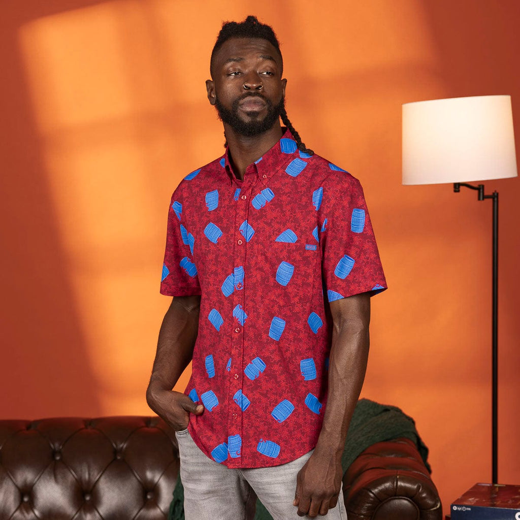 RSVLTS Monkeyin’ Around KUNUFLEX Short Sleeve Shirt in Blue — detail 4