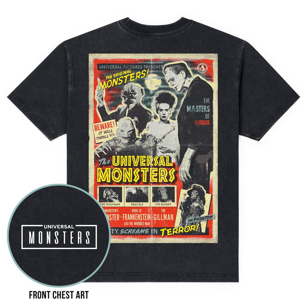 RSVLTS Masters of Horror Vintage Crewneck Tee in Black — front view