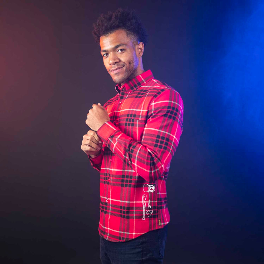 RSVLTS The Harley BorlandFlex Long Sleeve Flannel in Red — detail 6