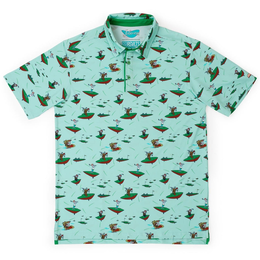RSVLTS Orbit City Golf Club All-Day Polo in Green — front view