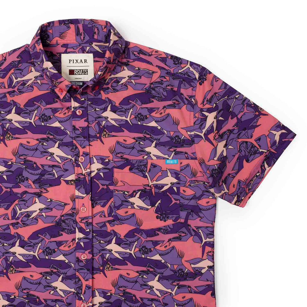 RSVLTS Friends, Not Food KUNUFLEX Short Sleeve Shirt in Pink — detail 9