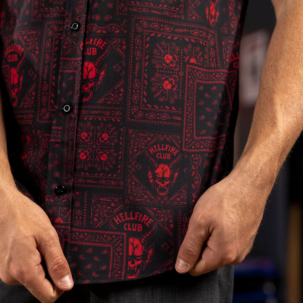 RSVLTS Welcome to Hellfire KUNUFLEX Short Sleeve Shirt in Black — detail 6