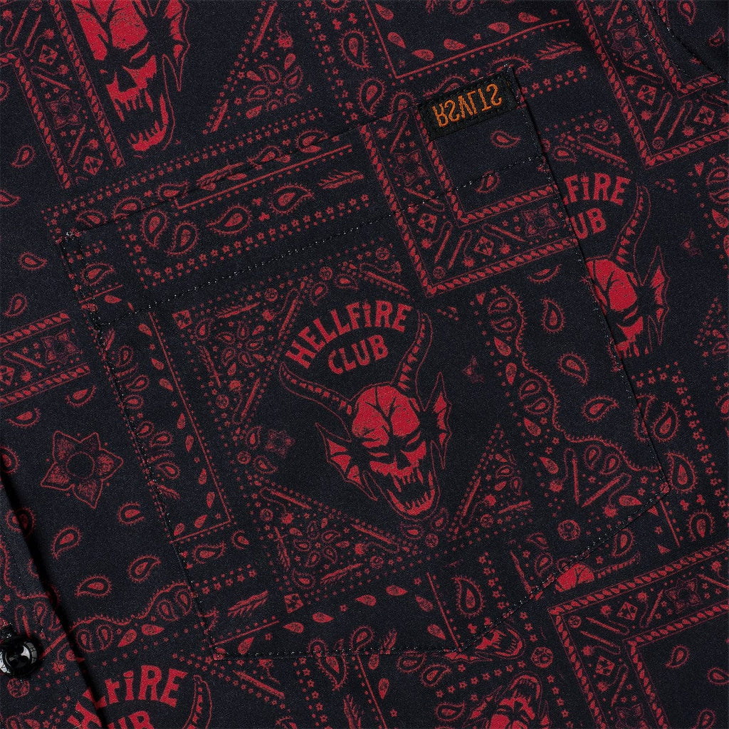 RSVLTS Welcome to Hellfire KUNUFLEX Short Sleeve Shirt in Black — detail 7