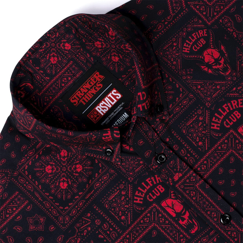 RSVLTS Welcome to Hellfire KUNUFLEX Short Sleeve Shirt in Black — detail 9
