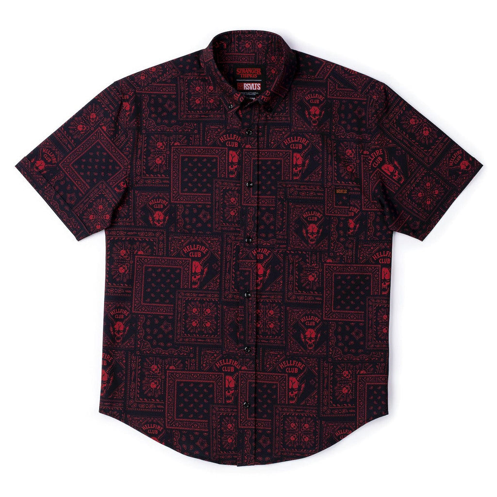RSVLTS Welcome to Hellfire KUNUFLEX Short Sleeve Shirt in Black — detail 8