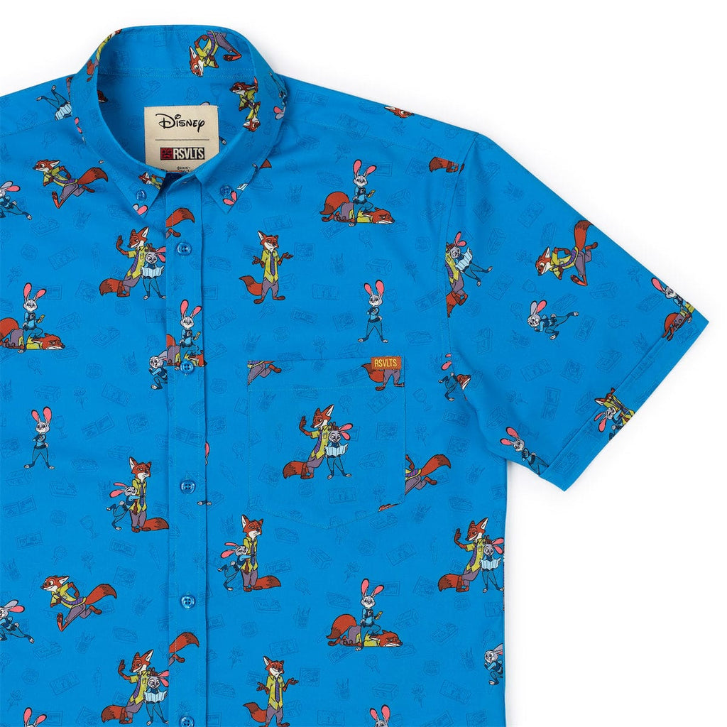 RSVLTS Paw & Order KUNUFLEX Short Sleeve Shirt in Blue — front view