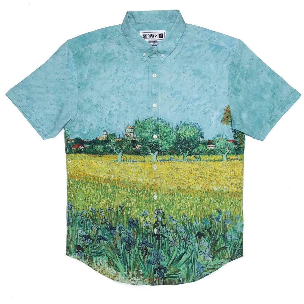 RSVLTS Field With Irises KUNUFLEX Short Sleeve Shirt in Multicolor — front view