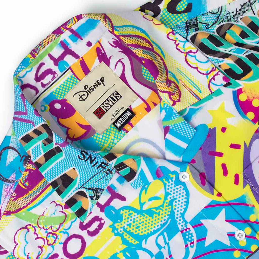 RSVLTS Pop Art Party Women's KUNUFLEX Short Sleeve Shirt in Multicolor — detail 7