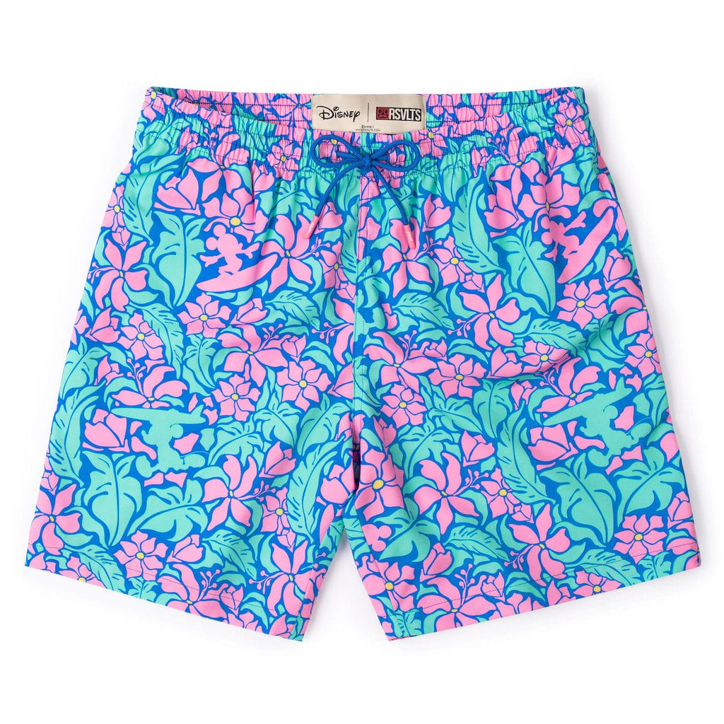 RSVLTS Mickey's Tropical Adventure Hybrid Shorts in Blue — front view