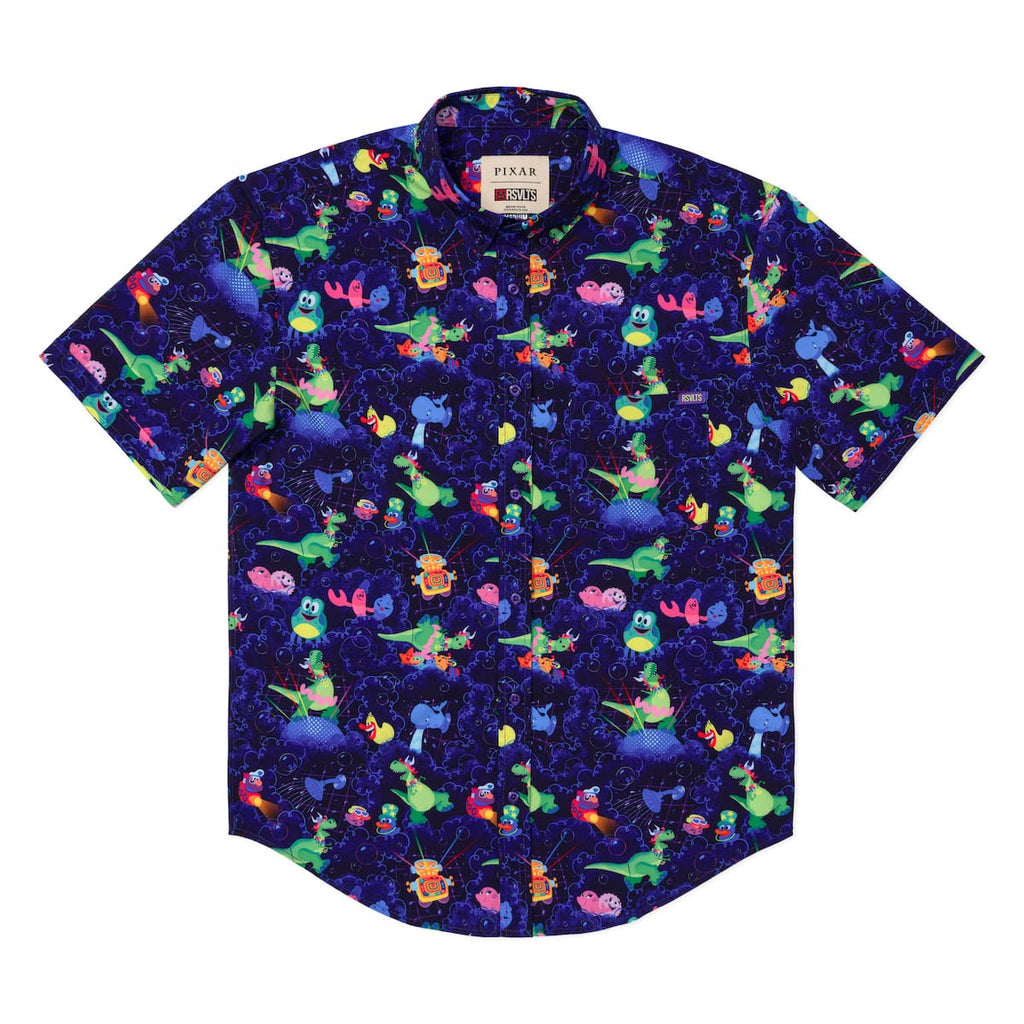 RSVLTS Partysaurus Rex KUNUFLEX Short Sleeve Shirt in Purple — detail 7