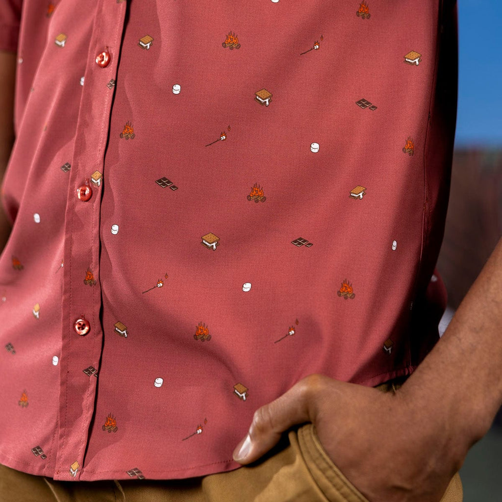 RSVLTS S'more What? KUNUFLEX Short Sleeve Shirt (Legends Edition) in Brown — detail 13