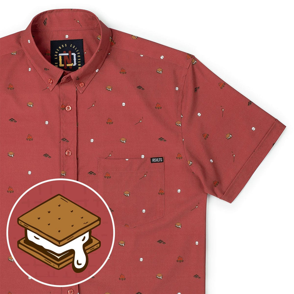 RSVLTS S'more What? KUNUFLEX Short Sleeve Shirt (Legends Edition) in Brown — detail 5